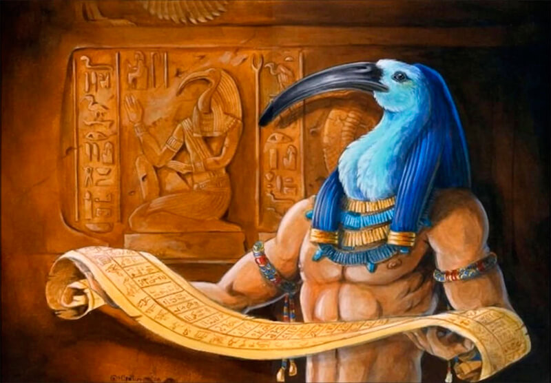 Rappresentazione del dio egizio Thot associato all'ibis.